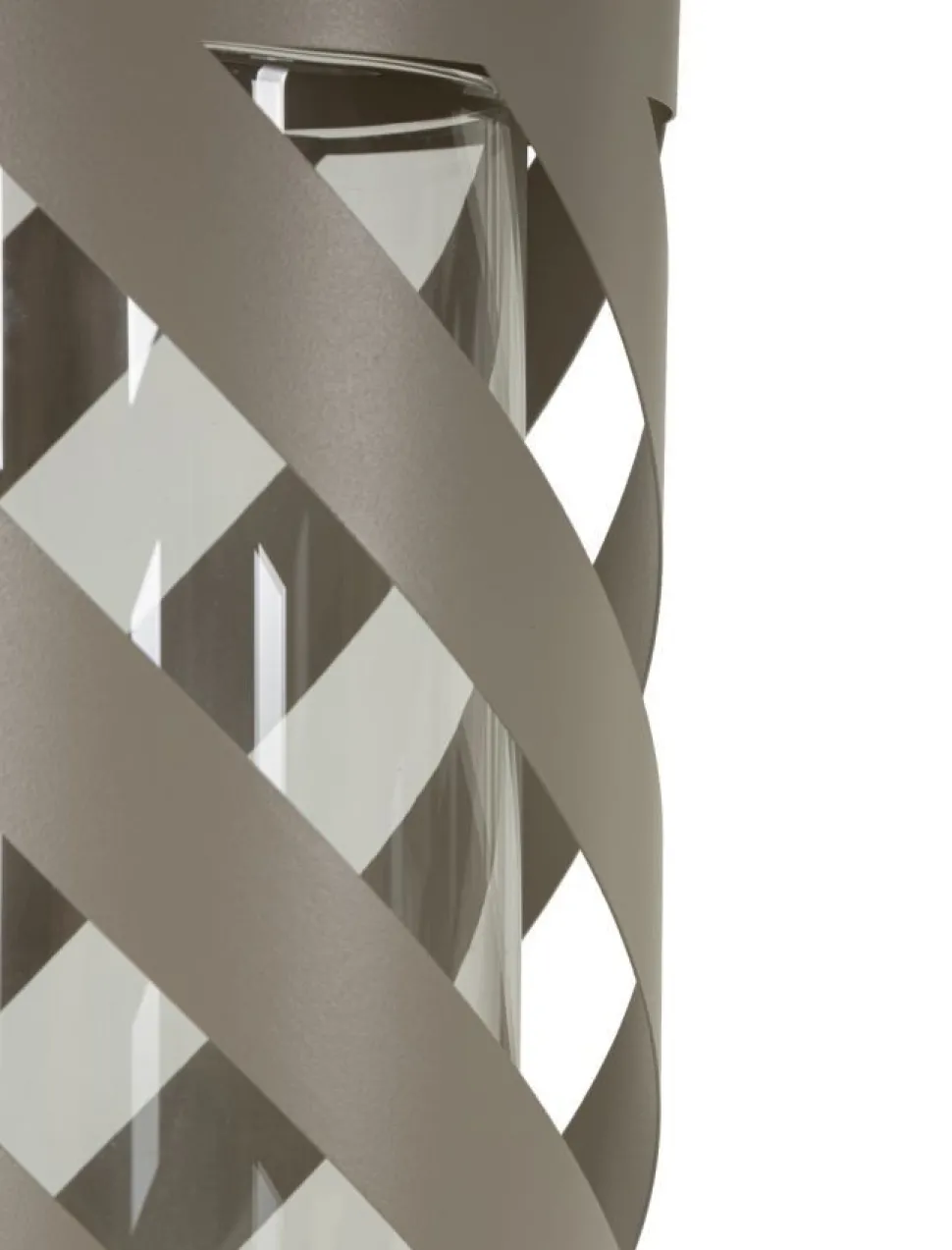 Lanterne en métal taupe motif hélicoïdal