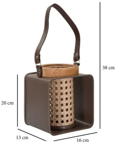 Lanterne métal et bois design 19ème siècle finition multicolore