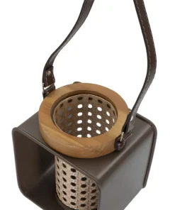 Lanterne métal et bois design 19ème siècle finition multicolore