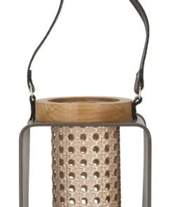 Lanterne métal et bois design 19ème siècle finition multicolore