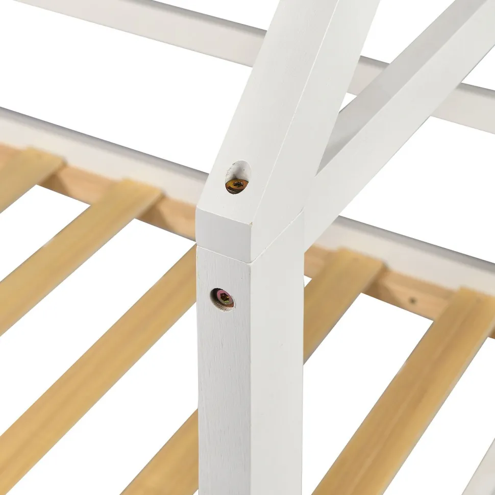Lit cabane pour enfant Revanou 90x190cm Bois Blanc