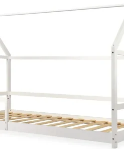 Lit cabane pour enfant Revanou 90x190cm Bois Blanc