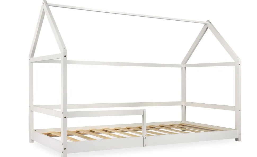 Lit cabane pour enfant Revanou 90x190cm Bois Blanc