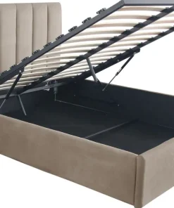Lit Coffre Songe + Sommier Velours Taupe 140cm