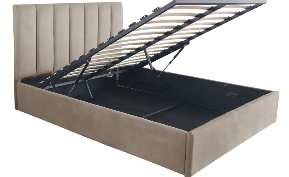 Lit Coffre Songe + Sommier Velours Taupe 140cm
