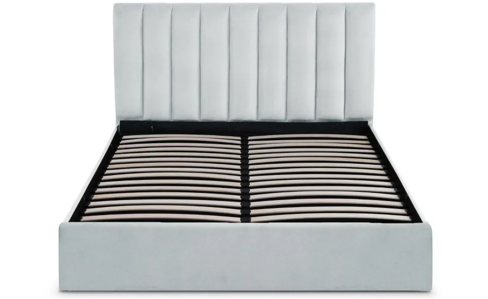Lit Coffre Songe + Sommier Velours Argent 160cm