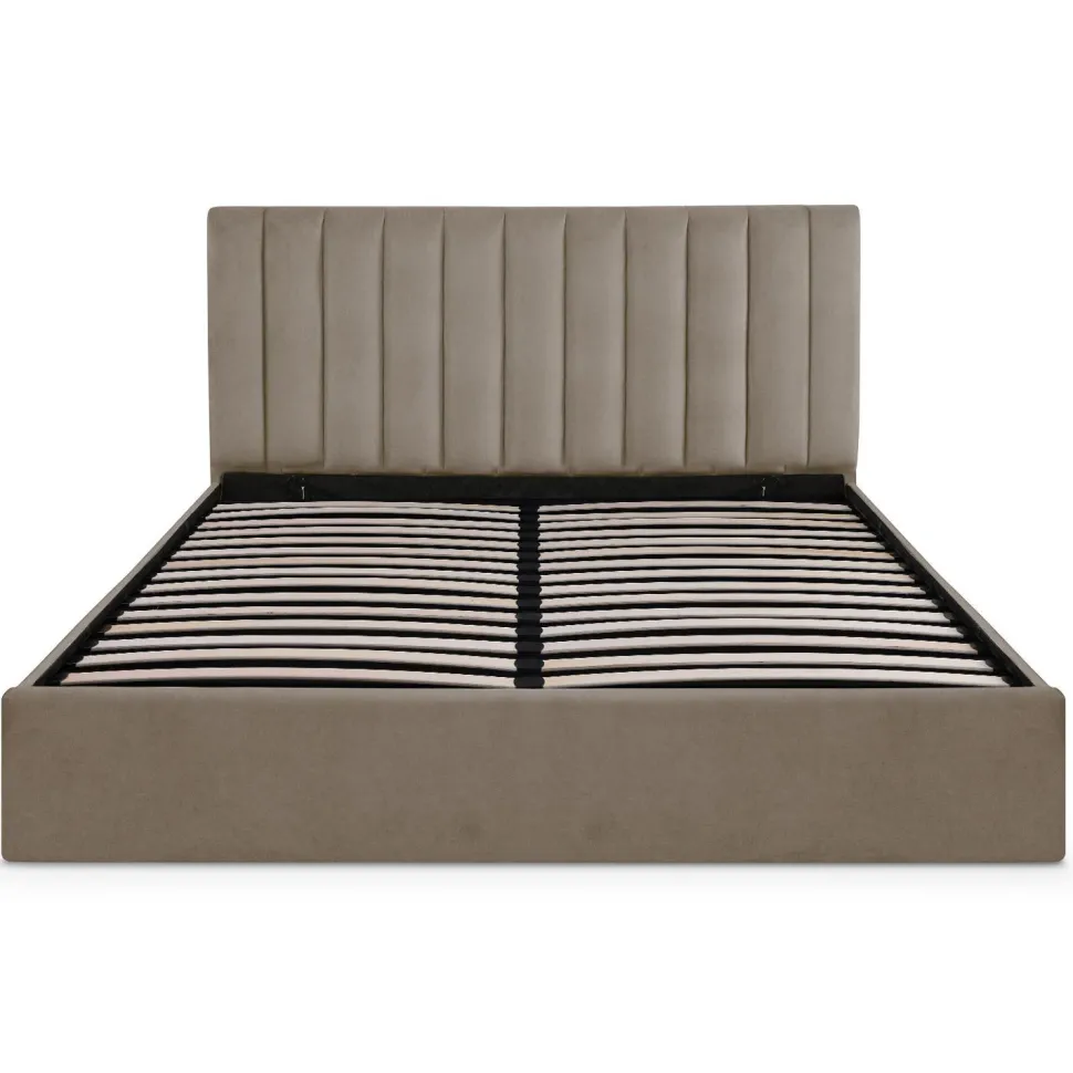 Lit Coffre Songe + Sommier Velours Taupe 180cm