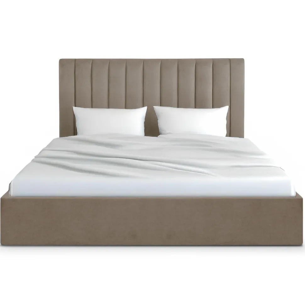 Lit Coffre Songe + Sommier Velours Taupe 180cm