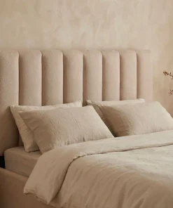 Lit Coffre Songe + Sommier Tissu Beige 160cm