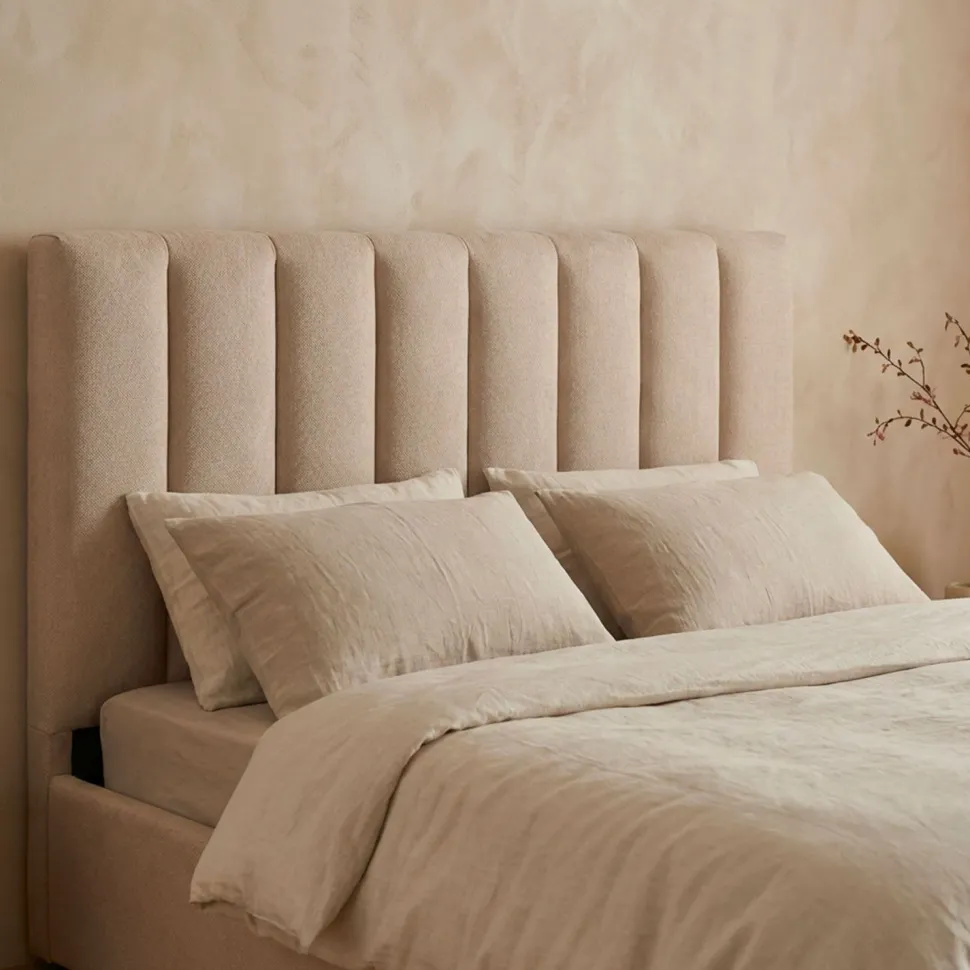 Lit Coffre Songe + Sommier Tissu Beige 160cm