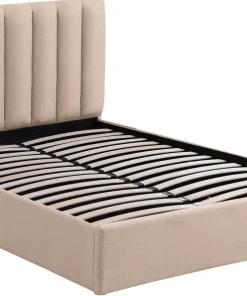 Lit Coffre Songe + Sommier Tissu Beige 160cm