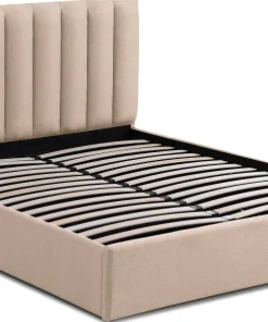 Lit Coffre Songe + Sommier Tissu Beige 180cm