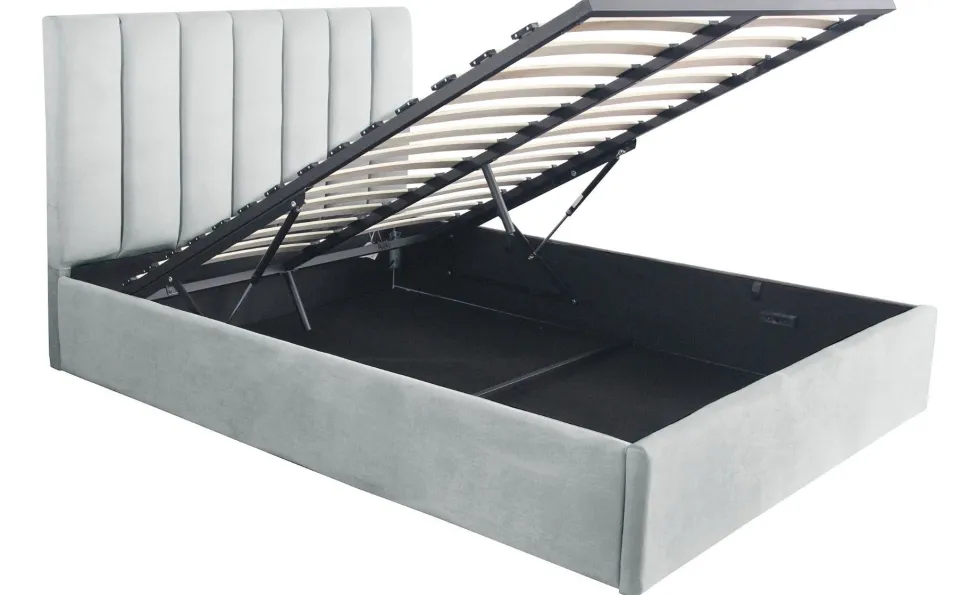 Lit Coffre Songe + Sommier Velours Argent 140cm