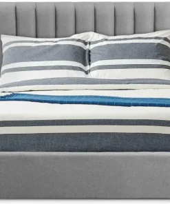 Lit Coffre Songe + Sommier Tissu Gris 160cm