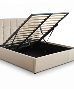Lit double Luftani avec sommier relevable 160x200cm Velours Beige