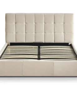 Lit double Luftani avec sommier relevable 160x200cm Velours Beige