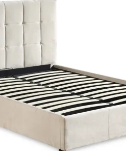 Lit double Luftani avec sommier relevable 140x190cm Velours Beige