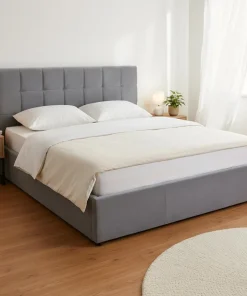 Lit double Luftani avec sommier relevable 160x200cm Velours Argent