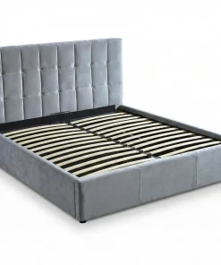 Lit double Luftani avec sommier relevable 180x200cm Velours Argent