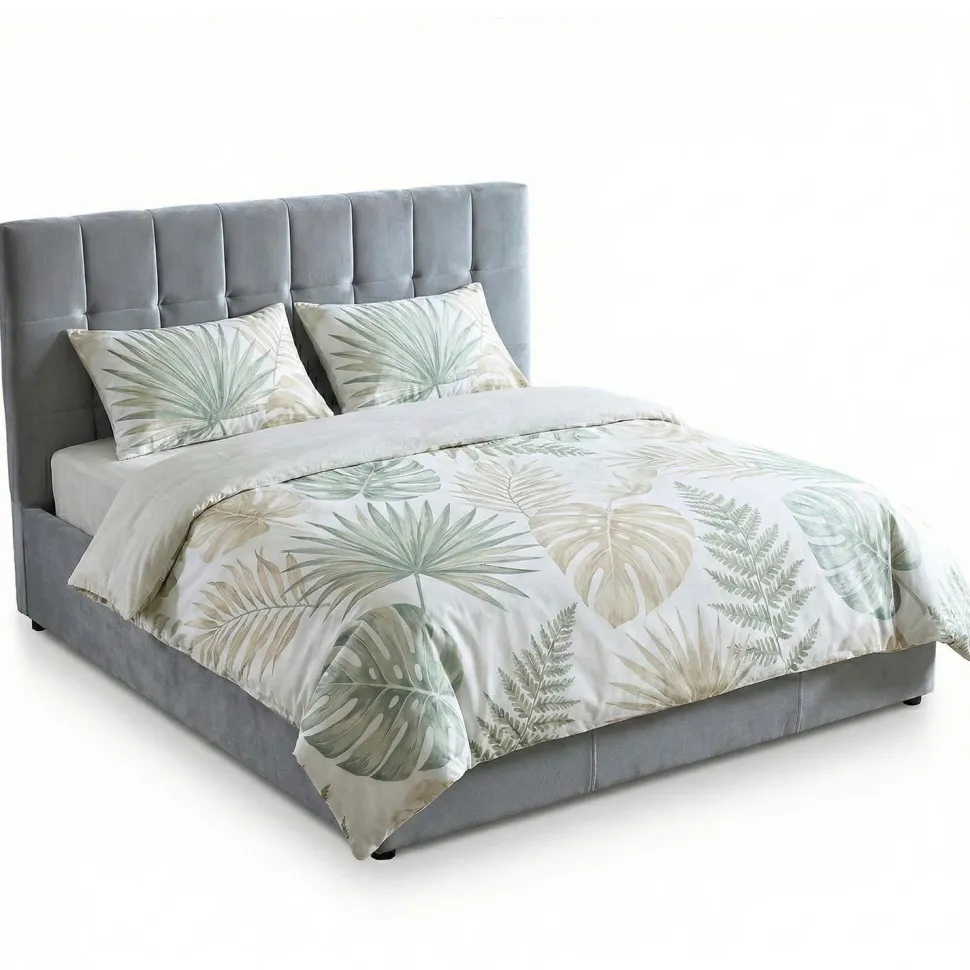 Lit double Luftani avec sommier relevable 180x200cm Velours Argent