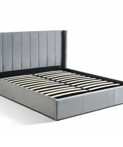 Lit double Magorial avec sommier relevable 180x200cm Velours Gris