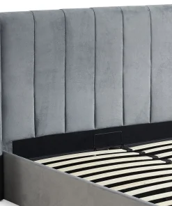 Lit double Magorial avec sommier relevable 180x200cm Velours Gris