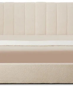 Lit double Magorial avec sommier relevable 180x200cm Tissu Bouclette Crème