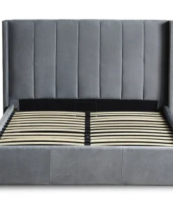 Lit double Magorial avec sommier relevable 160x200cm Velours Gris