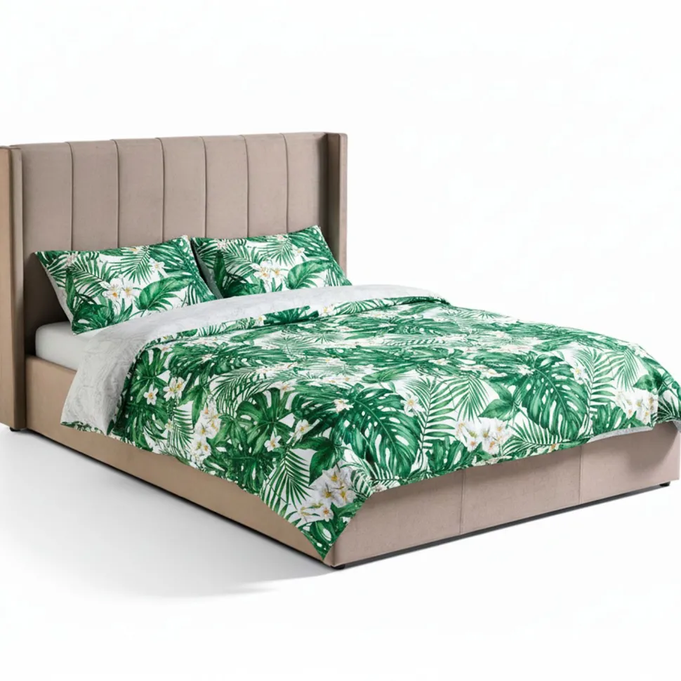 Lit double Magorial avec sommier relevable 160x200cm Velours Taupe