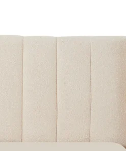 Lit double Magorial avec sommier relevable 160x200cm Tissu Bouclette Crème
