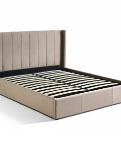 Lit double Magorial avec sommier relevable 180x200cm Velours Taupe