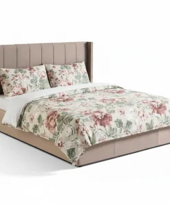 Lit double Magorial avec sommier relevable 180x200cm Velours Taupe