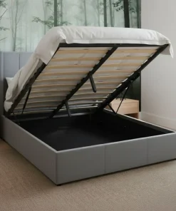 Lit double Magorial avec sommier relevable 140x190cm Velours Gris