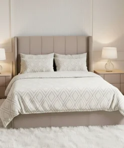 Lit double Magorial avec sommier relevable 140x190cm Velours Taupe