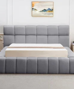 Lit-coffre avec rebords matelassés Challow 180x200cm Tissu Gris foncé