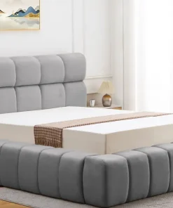 Lit-coffre avec rebords matelassés Challow 180x200cm Tissu Gris foncé