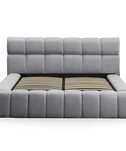 Lit-coffre avec rebords matelassés Challow 180x200cm Tissu Gris foncé