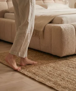 Lit-coffre avec rebords matelassés Challow 160x200cm Tissu Bouclette Beige