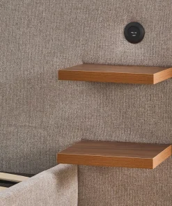 Lit-coffre complet avec tablettes et ports USB intégrés Lukas 160x200cm Tissu Taupe clair