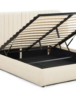Lit-coffre complet avec tête de lit modulable Cocon 160x200cm Tissu Beige