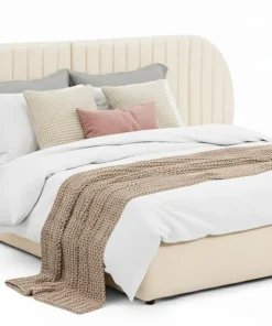 Lit-coffre complet avec tête de lit modulable Cocon 160x200cm Tissu Beige