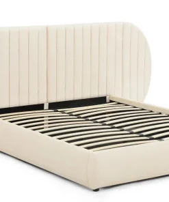 Lit-coffre complet avec tête de lit modulable Cocon 160x200cm Tissu Beige