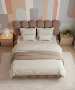 Lit-coffre design boule Bilbola avec sommier relevable 180x200cm Velours Taupe
