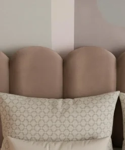 Lit-coffre design boule Bilbola avec sommier relevable 180x200cm Velours Taupe