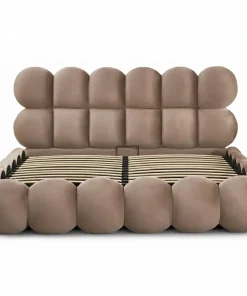 Lit-coffre design boule Bilbola avec sommier relevable 180x200cm Velours Taupe
