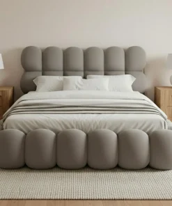 Lit-coffre design boule Bilbola avec sommier relevable 160x200cm Velours Gris