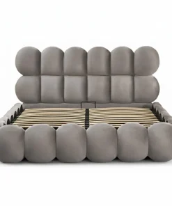 Lit-coffre design boule Bilbola avec sommier relevable 160x200cm Velours Gris