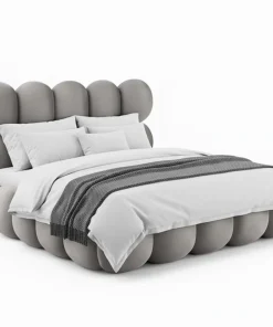 Lit-coffre design boule Bilbola avec sommier relevable 140x190cm Velours Gris