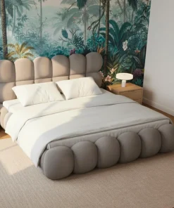 Lit-coffre design boule Bilbola avec sommier relevable 180x200cm Velours Gris