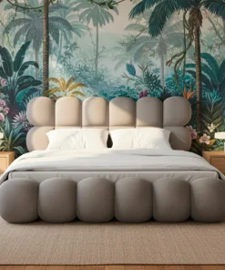 Lit-coffre design boule Bilbola avec sommier relevable 180x200cm Velours Gris